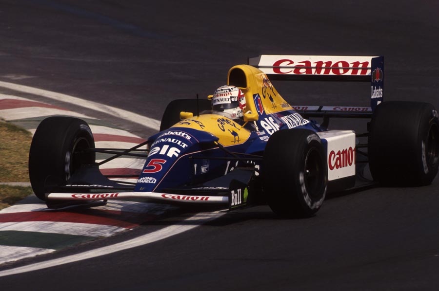 Nigel Mansell hits the apex