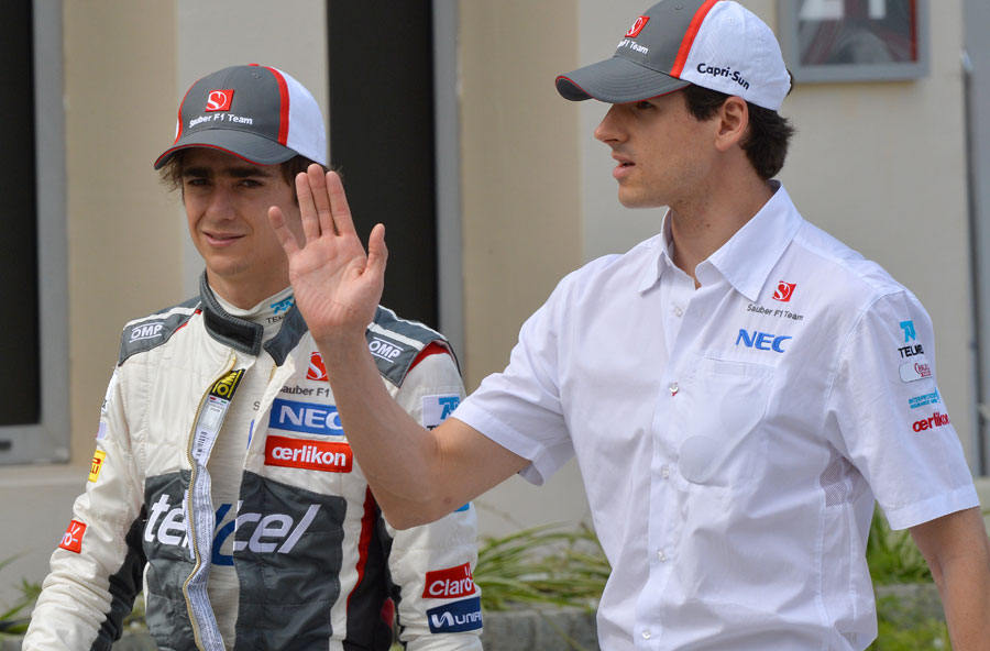 Sauber team-mates Esteban Gutierrez and Adrian Sutil