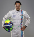 Felipe Massa poses in Williams' poses in Williams' new racing suit for 2014