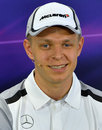 Kevin Magnussen speaks at the press conference ahead of his debut grand prix weekend