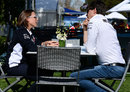 Claire Williams talks with Toto Wolff in the paddock
