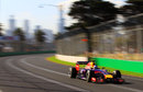 Sebastian Vettel at speed in the Red Bull