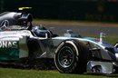 Nico Rosberg runs wide in the Mercedes