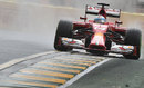 Fernando runs over the kerb in his Ferrari