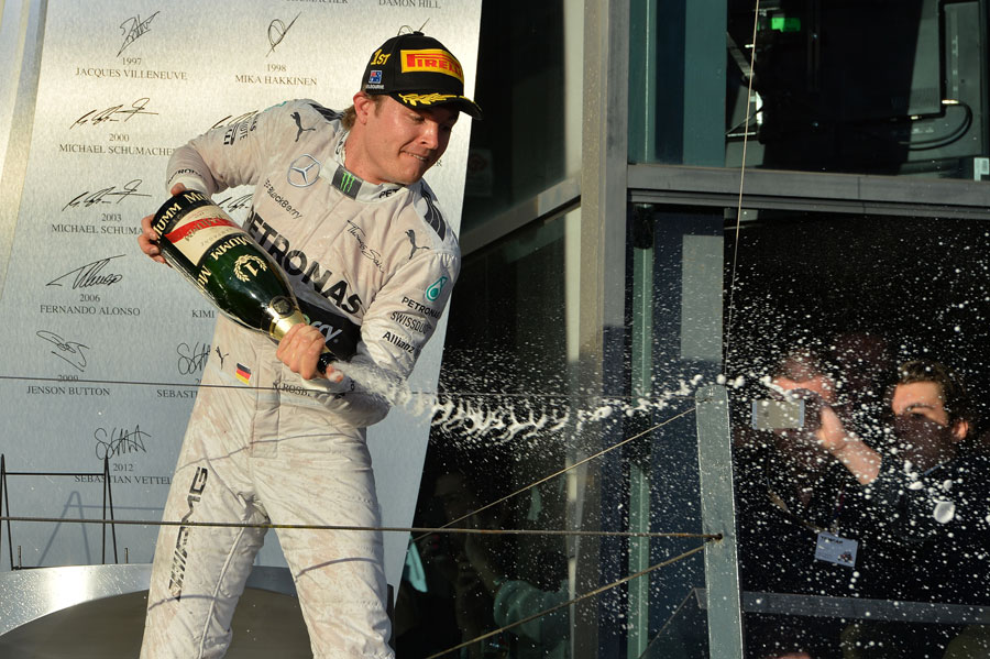 Nico Rosberg celebrates victory in the season opener