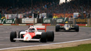 Ayrton Senna chases down McLaren's Alain Prost 