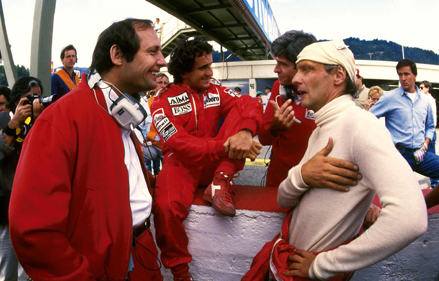 Ron Dennis, Alain Prost and Niki Lauda before the start of the race