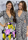 Jenson Button's fiance Jessica Michibata and her sister Angelica at a fashion launch in Tokyo