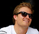 Nico Rosberg talks to the press in Sepang
