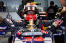 Danil Kvyat climbs into his Toro Rosso on Friday