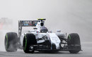 Valtteri Bottas on track on intermediate tyres