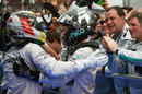Nico Rosberg congratulates Lewis Hamilton in parc ferme