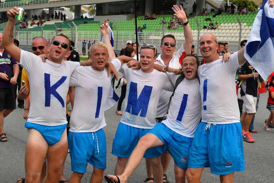 Kimi Raikkonen fans enjoying themselves after the race
