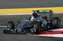 Lewis Hamilton rounds the apex during a run on the soft tyre