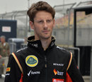 Romain Grosjean arrives at the circuit in Shanghai