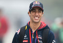 Daniel Ricciardo enters the Shanghai paddock with a smile on his face