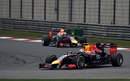 Daniel Ricciardo leads team-mate Sebastian Vettel