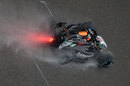 Nico Hulkenberg leaves a trail of spray