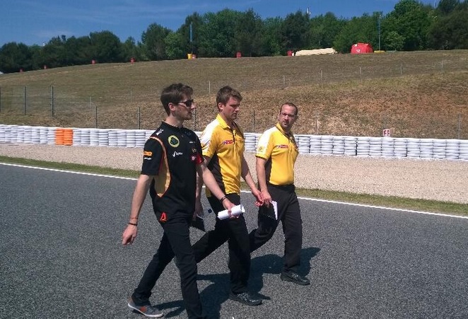 Romain Grosjean doing a walk of the circuit