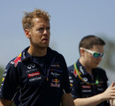 Sebastian Vettel walks the track on Thursday