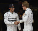 Nico Rosberg congratulates Lewis Hamilton on his pole position