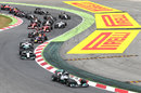 Lewis Hamilton leads the field through the opening corners