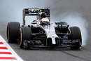 Kevin Magnussen snatches the brakes as he approaches a corner