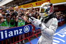 Lewis Hamilton celebrates his race victory
