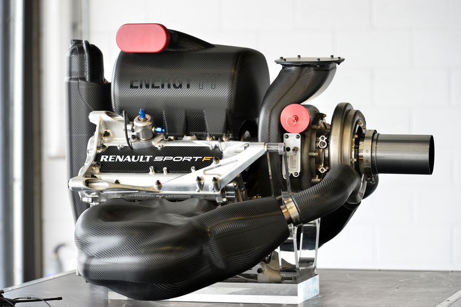 The Renault V6 turbo power unit on display