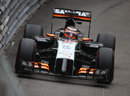Nico Hulkenberg inches his Force India towards the barriers
