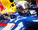 Mark Webber eyes the fastest time in Saturday's run, and gets it
