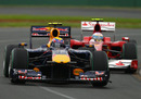 Mark Webber leads Fernando Alonso