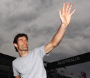 Mark Webber waves to fans