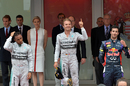 Lewis Hamilton, Nico Rosberg and Daniel Ricciardo on the podium