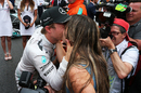 Nico Rosberg celebrates with girlfriend Vivian Sibold