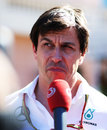 Toto Wolff talks in the paddock 