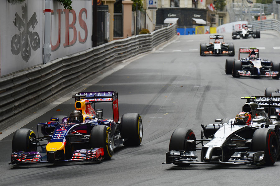 Sebastian Vettel slows with a turbo issue