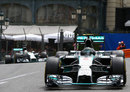 Nico Rosberg leads Lewis Hamilton through Casino Square