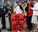 A Lewis Hamilton fan queues to get in to the Circuit Gilles Villeneuve 