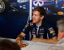 Sebastian Vettel talks to the media on Thursday
