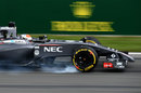 Adrian Sutil snatches a brake in the Sauber