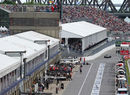 A general view of the pit lane