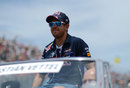 Sebastian Vettel takes in the atmosphere at the drivers' parade