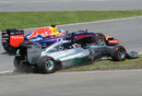 Lewis Hamilton takes evasive action to avoid contact with Nico Rosberg