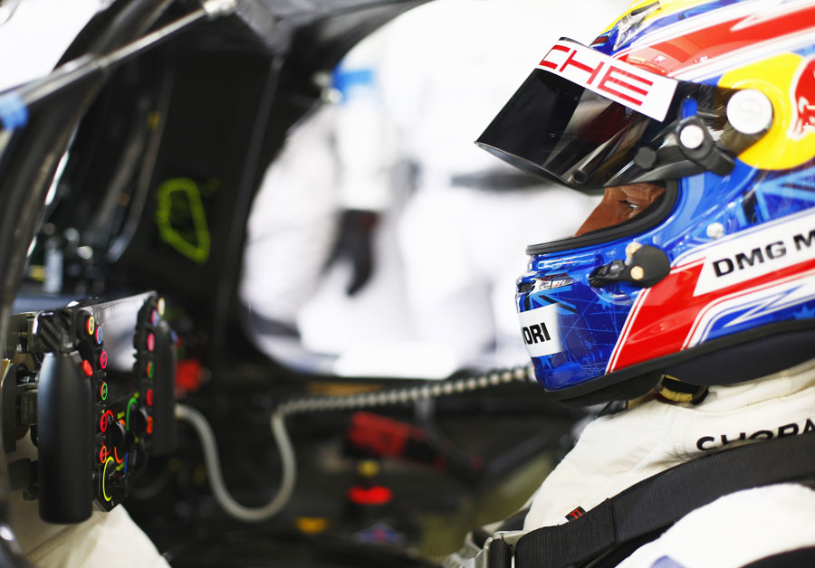 Mark Webber makes his return to Le Mans, sat in the cockpit of his Porsche 919 during the first practice session
