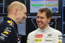 Adrian Newey and Sebastian Vettel share a joke