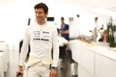 Mark Webber prepares to speak to the media at Le Mans