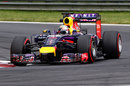 Sebastian Vettel rounds a corner on the supersoft tyre
