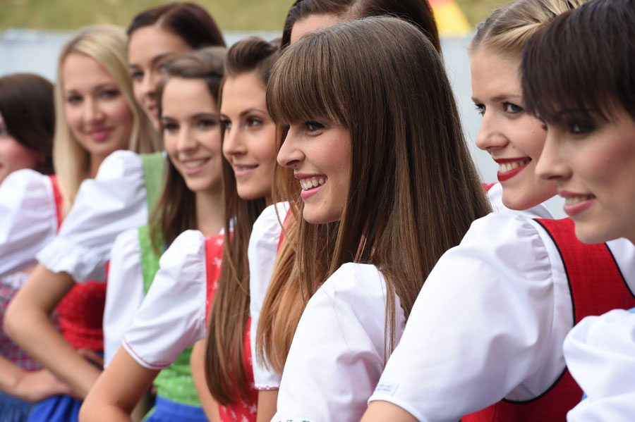 Grid girls pose for the cameras ahead of the race