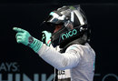 Nico Rosberg celebrates victory in parc ferme
